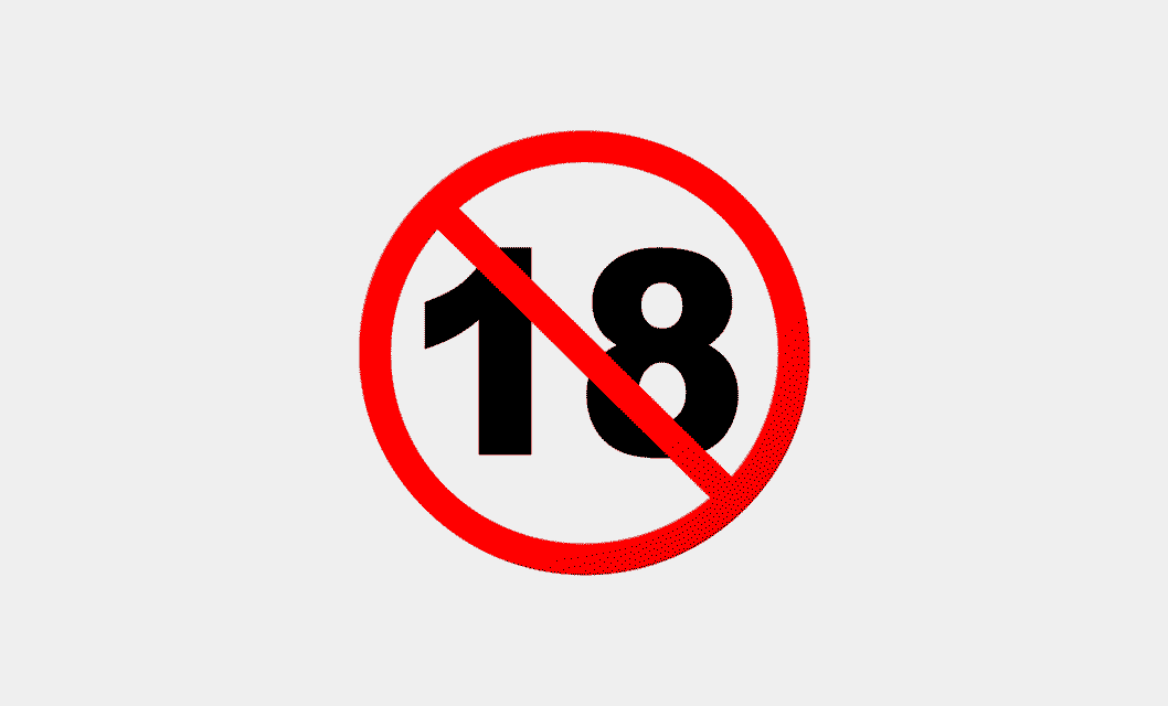 Запрет на 4 года. 18 Зачеркнуто. 18 Запрещено. Знак 18 перечеркнут.